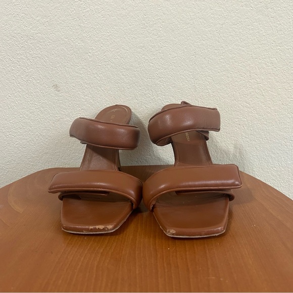 GIABORGHINI Perni Two-Band Puffy Slide High-Heel Sandals Brown Leather Size 38.5 - Picture 5 of 12